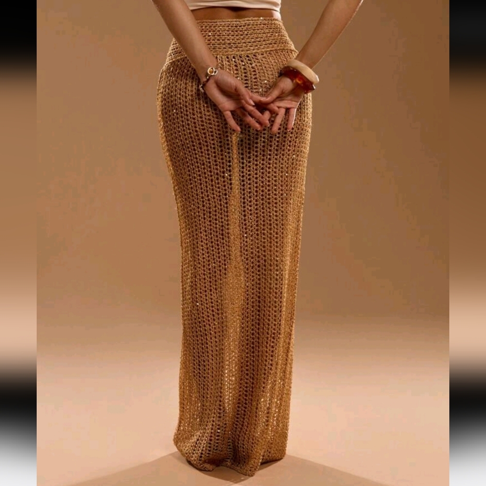 Classic Solid Color Fitted Knit Sweater & Mini Skirt, Casual & Fashionable,Maxi - Picture 2 of 5